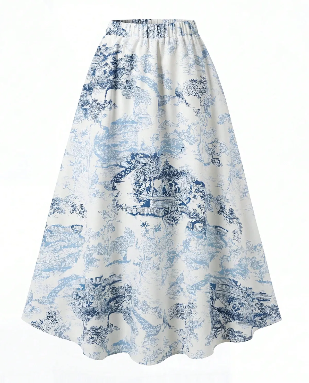 تنورة ماكسي مطبوعة بنقشة "توال دي جوي" (Toile de Jouy*
